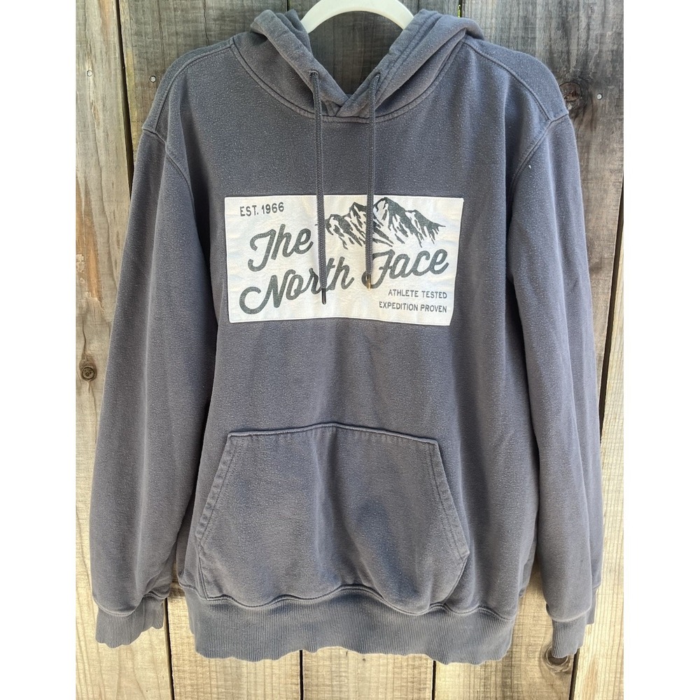 The North Face Hoodie Men's Size XL Gray Sweatshirt Pullover Mountain Graphic